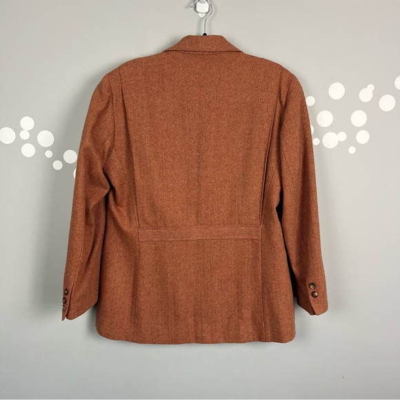 LIzSport Vintage Tweed Pantsuit Rust Herringbone Blazer Pants Set Size 6 - Picture 6 of 15